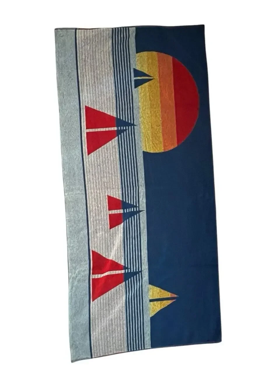Vintage Atlantis Brastex Towel Sunset Sailboats Made in Brazil 100% Cotton NEW